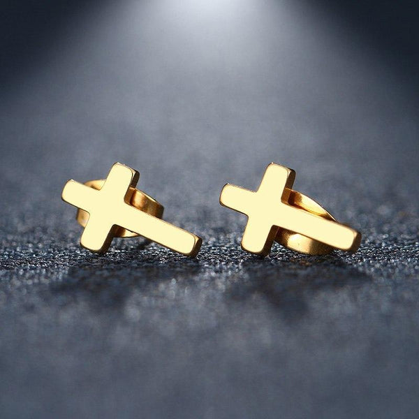 Ohrstecker Kreuz 18k vergoldet